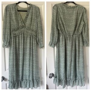 Cheetah Print Green Dress